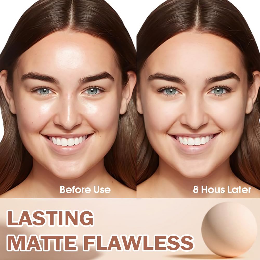 Oil Control Matte Perfection Face Powder Compact For Women, Matte Smooth Flawless Setting Powder Makeup, Polvo Compacto De Maquillaje, Waterproof Long Lasting, 0.35Oz, (120 Vanilla, 1)