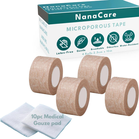 Tan Microporous Surgical Tape 1" x 11yd | Micropore Tape | Skin Coloured Nose Tape |Medical Tape for Skin, Dressings & Rhinoplasty Recovery| First Aid for Sensitive Skin (2.5cm)