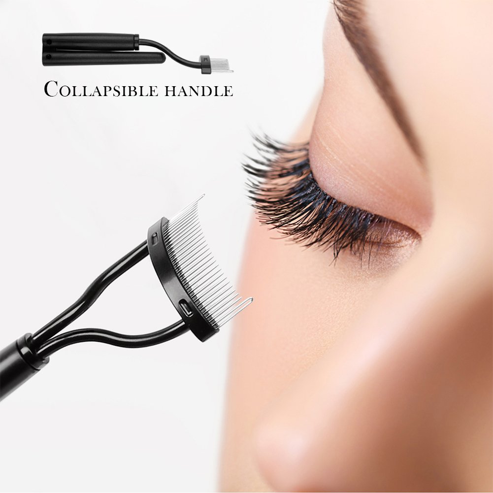 Eyelash Comb Eyebrow Brush DUcare Eyelash Separator Mascara Applicator Eyelash Definer With Comb Cover Arc Designed Cosmetic Brushes Tool Black