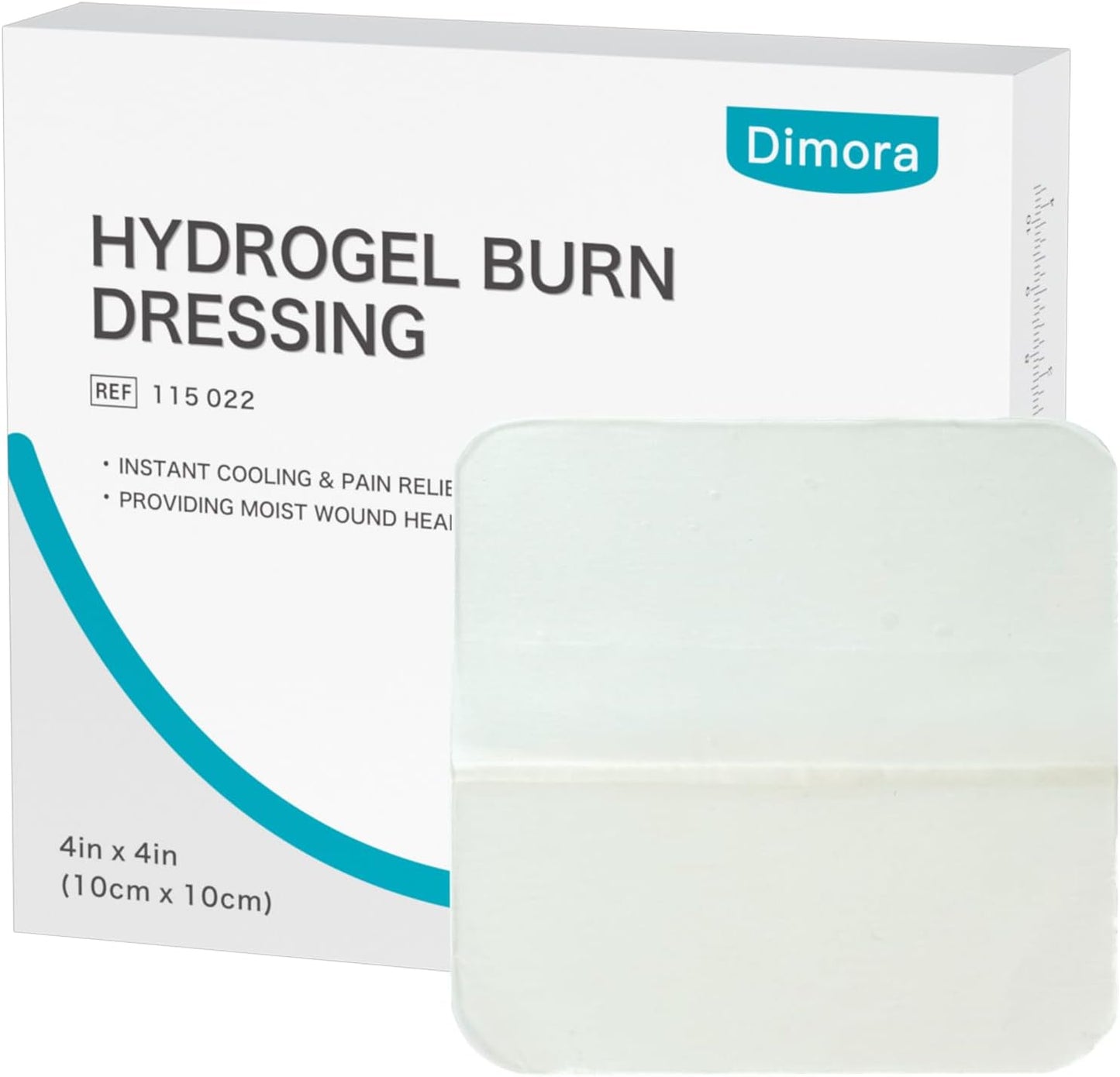 Dimora Hydrogel Burn Dressing 4" x 4" - Burn and Wound Dressing Instant Cooling Relief for Minor Burns & Wounds, Soothing Moist Burn Pads for 1st-2nd Degree Burns, Cuts, Abrasions(10 Count)