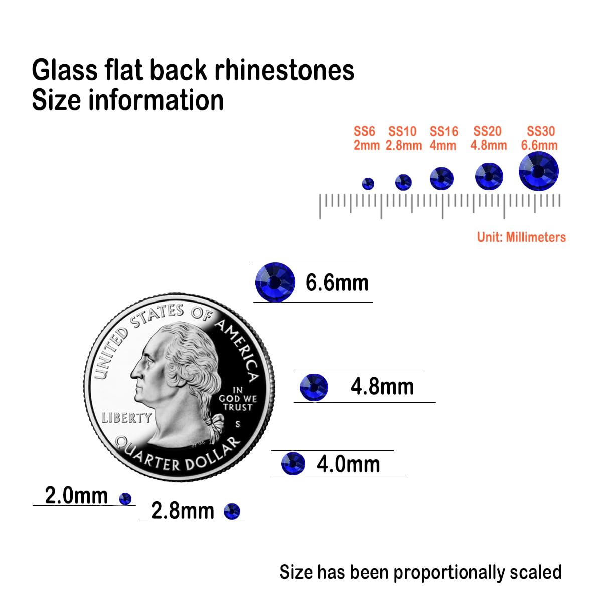 Flatback Glass Rhinestones,Bedazzler Gems 1440pcs Non Hotfix Crystal Rhinestones for Nail Charms Crafts Clothes Tumblers,Sapphire,SS16