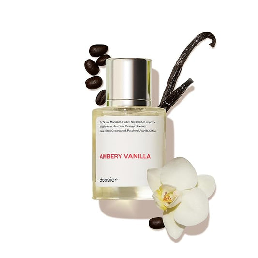 Dossier - Ambery Vanilla 1.7Oz (50ml) - Eau de Parfum - Inspired by Y S.L's B.lack O.pium - Long-lasting Fragrance - Feminine