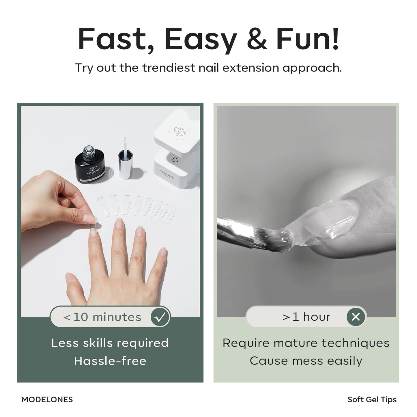 Modelones Long Coffin Nail Tips - 500Pcs Fake Nails Gel Clear Soft Acrylic Press on Pre-shape Full Cover Gel Extension Home DIY Salon Art Design 10 Sizes