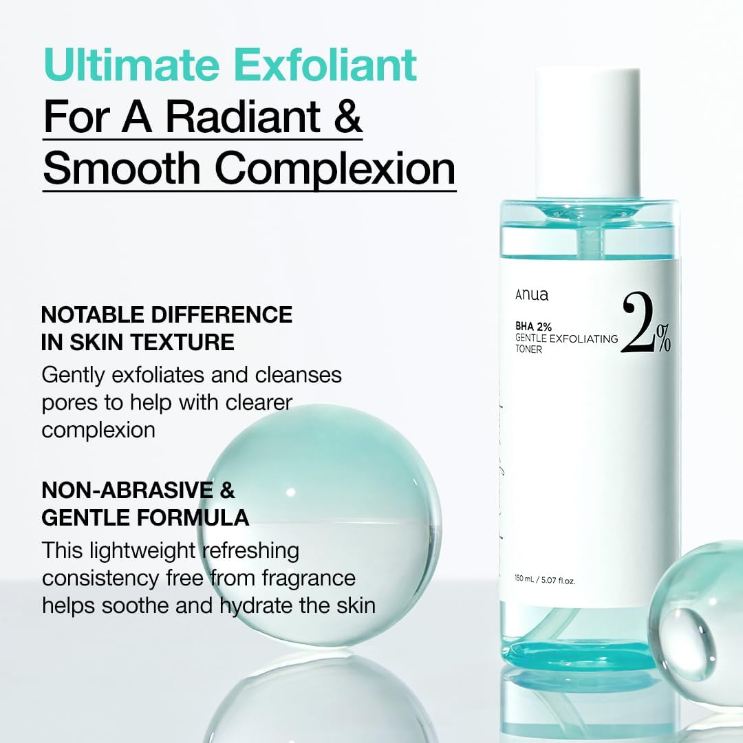 ANUA BHA 2% Gentle Exfoliating Toner, Mild Facial Exfoliant, Salicylic Acid for Pores and Sebum, Teatree Extract, Hyaluronic Acid, Ceramides (150ml / 5.07 fl.oz.)