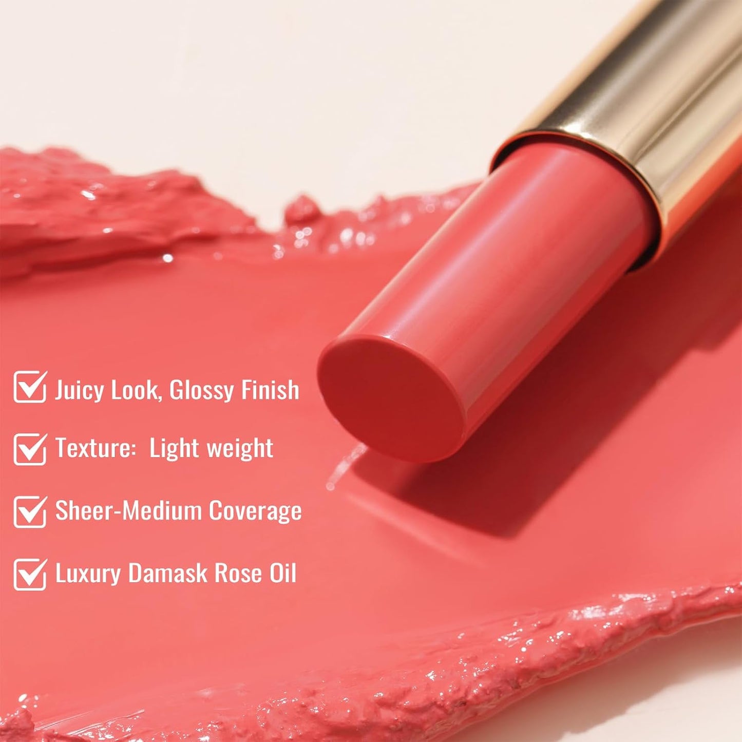 Oulac Moisturizing Shine Lipstick For Women Christmas Set 2PCS, 2 in 1 Tinted Lip Balm for Winter, Hydrated Juicy and Glossy Lip Color for Dry, Cracked and Chapped Lips, Vegan [04+12]