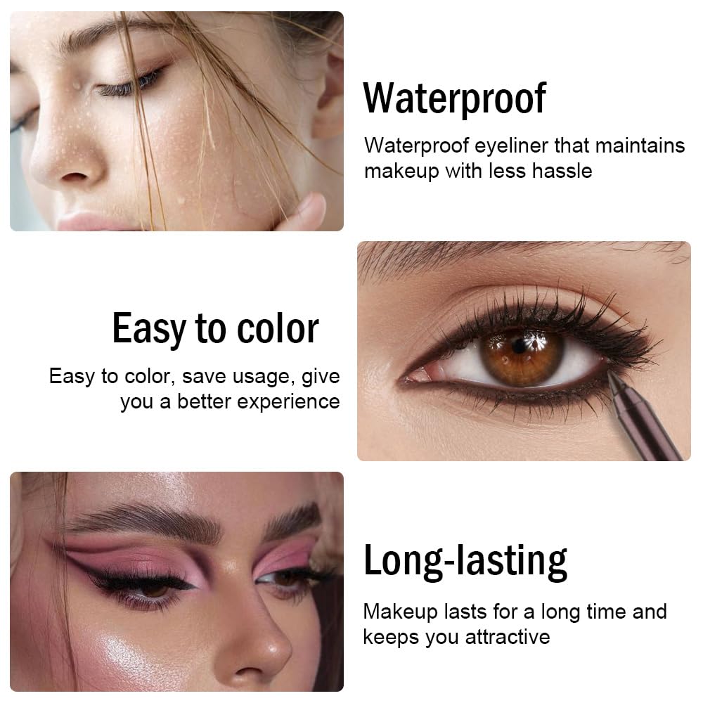 Kaely Gel Eyeliner Pencil for Women, Dark Brown Eye Liner Waterproof Smudge Proof with Sharpener, Waterline Eye Makeup Liners, delineador de ojos contra el agua, Vegan & Cruelty-Free, 02