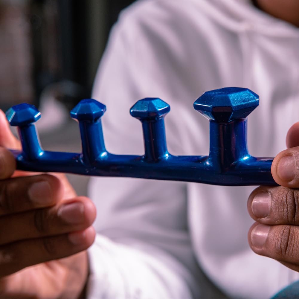 YogaToes® Gems® for Men Fits Men's Shoe Size 7 & Up. Gel Toe Stretcher & Separator in Metallic Blue. Helps Foot Pain & Boost Athletic Performance!