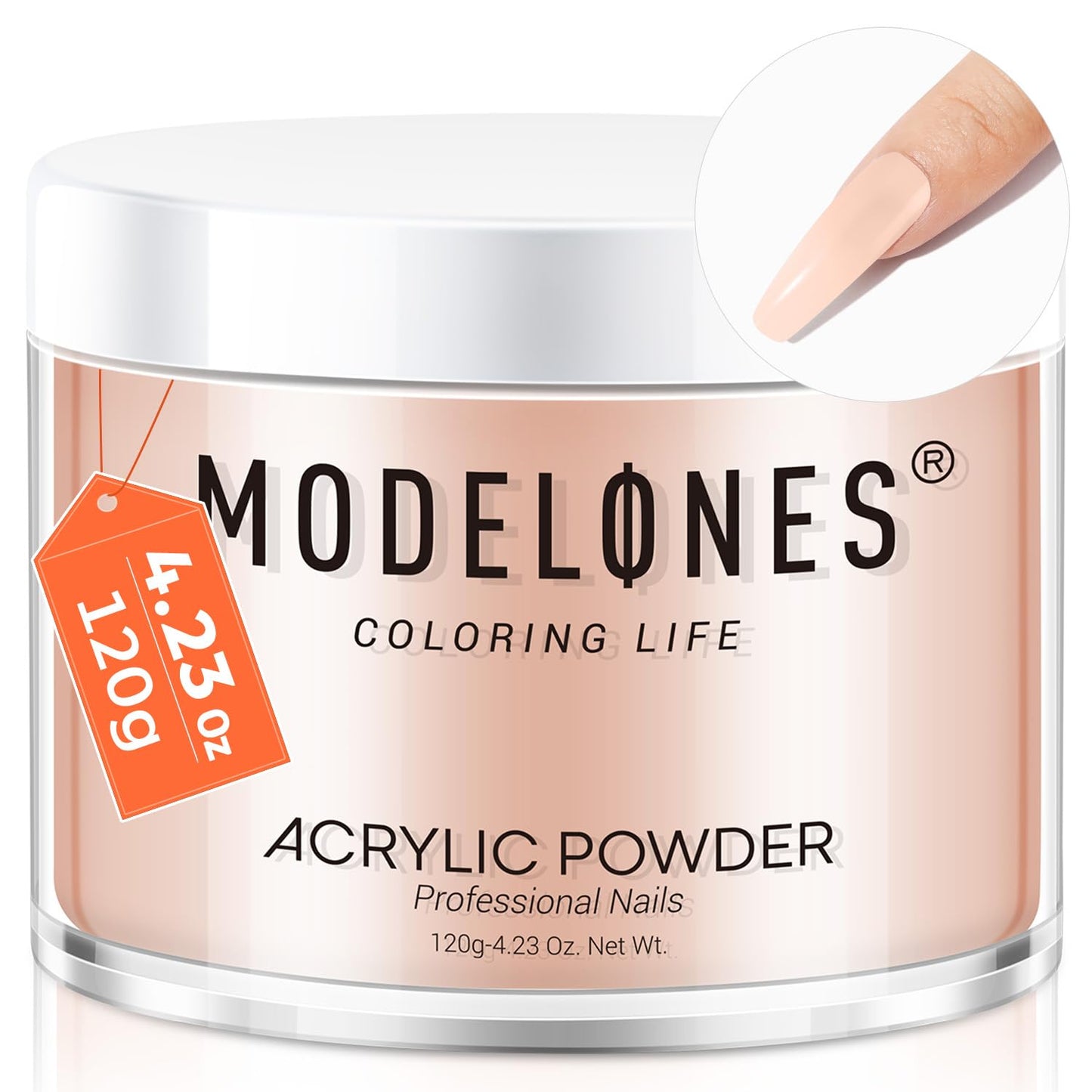 Modelones Acrylic Powder, 4.23oz/120g Cover Nude Blush Large Capacity Professional Acrylic Nail Powder Polymer for 3D French Nails Manicure Extensions & Carving