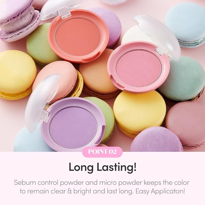 ETUDE Lovely Cookie Blusher - Lavender Lemon Macaron 4g | Glowing & Natural Powder Blush with Long-Lasting Sebum Control | Easy Application | Korean Makeup, Kbeauty, Perfect for Gift