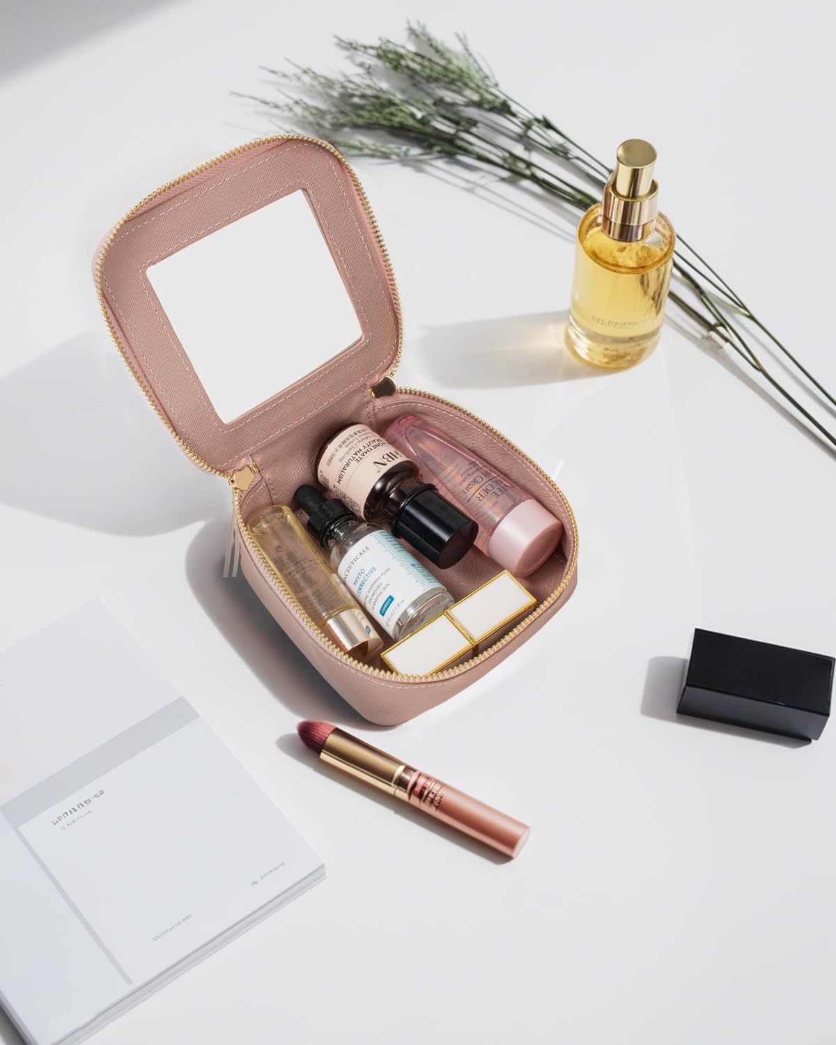 Travel Clear Makeup Bag Set, TSA Approved Cosmetic Bag Case with Zipper Portable Makeup Pouch Toiletry Bag Women Traveling Cosmetic Organizer Storage Bag Car Organizer Car Essentials for Women