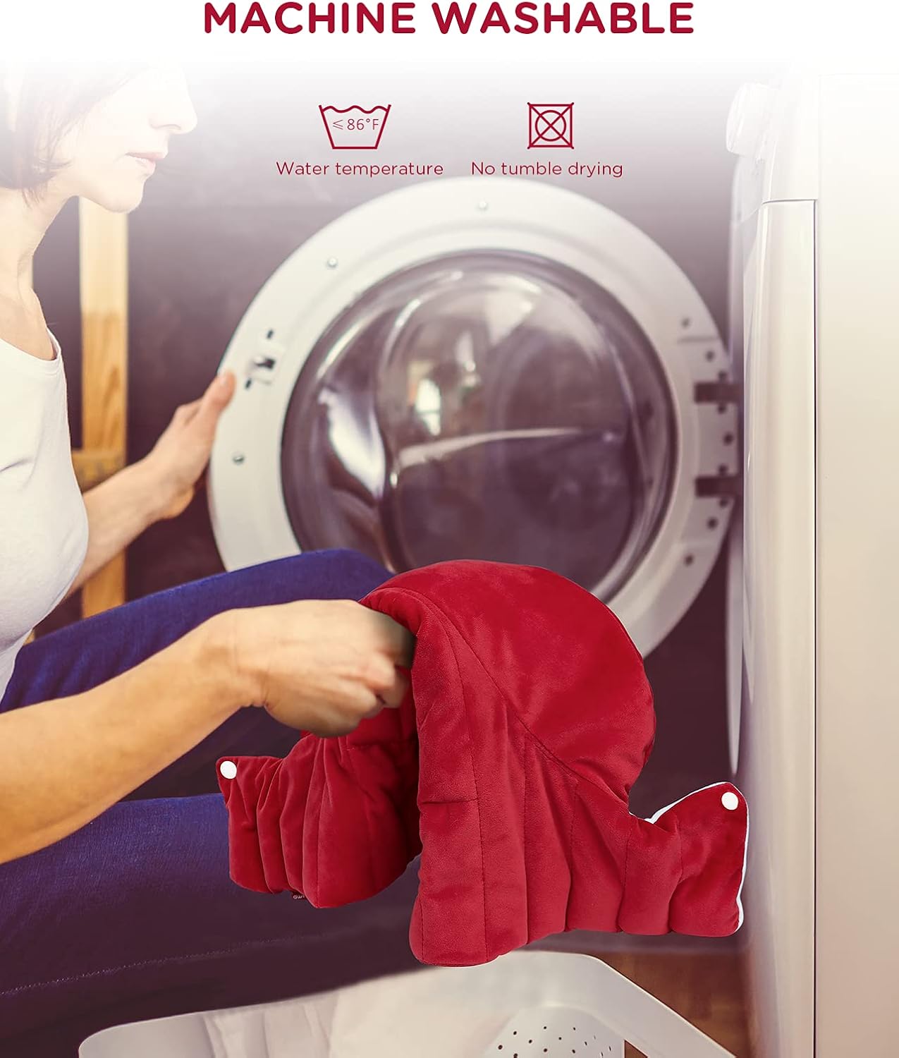 Heating Pad for Neck and Shoulders and Back, Comfytemp Weighted Electric Heat Pad for Pain Relief, 2.6lb Large Heated Wrap, 9 Heat Settings, 11 Auto-Off, Women Men Birthday Gifts Red