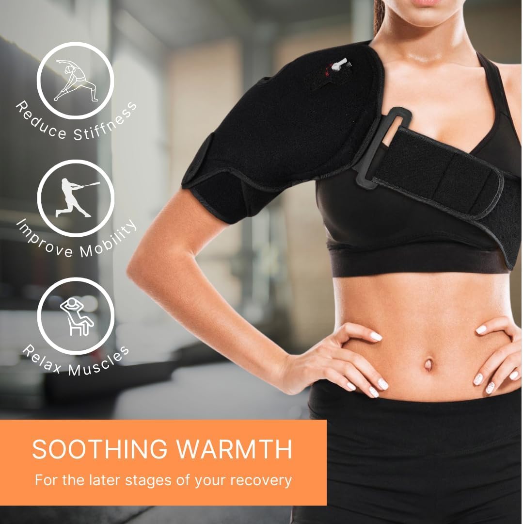 NatraCure Hot or Cold Therapy Shoulder Ice Pack Wrap, Shoulder Brace for Shoulder Pain Relief - (Heating Pad for Rotator Cuff Injuries, Surgery, Gym Injuries, Baseball, Pitching Injuries) - 6032