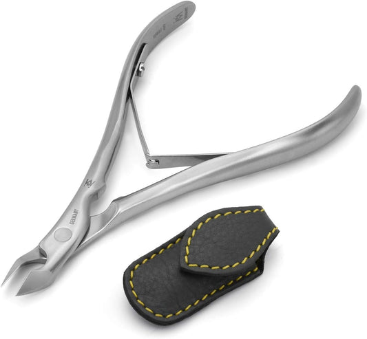 GERMANIKURE Standard Professional Cuticle Trimmer - 3/4 Full Jaw Nipper - Ethically Made in Germany - FINOX Stainless Steel Sharp Cuticle Remover in Leather Case – Manicure Tool, r177, 7mm