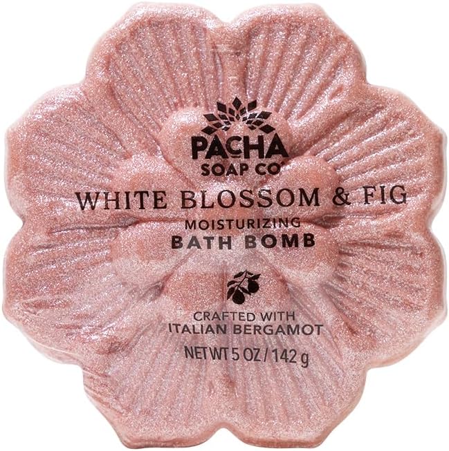 Pacha SOAP Bath Bomb 3 Pack | Nourishing, Moisturizing, White Blossom & Fig, Clean Ingredients & Handcrafted in The USA, 5 oz Each