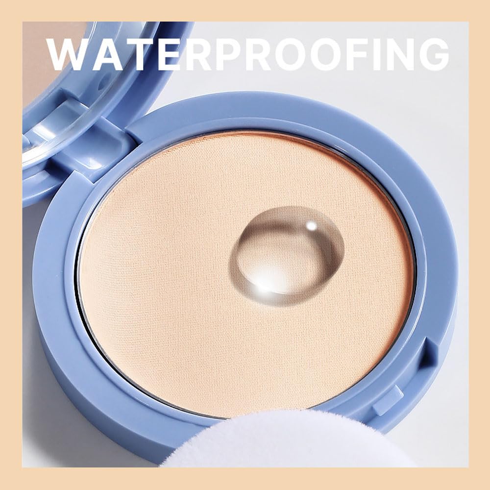 Oil Control Matte Perfection Face Powder Compact For Women, Matte Smooth Flawless Setting Powder Makeup, Polvo Compacto De Maquillaje, Waterproof Long Lasting, 0.35Oz, (10 Porcelain, 1)