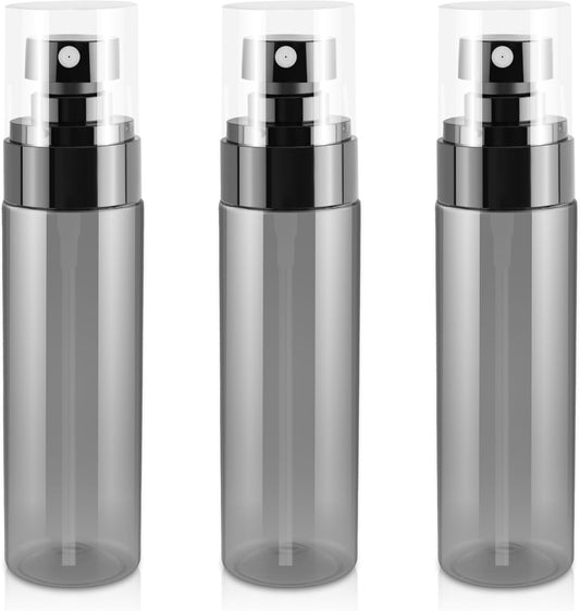 3Pack Small Spray Bottles, 3.4oz Black Plastic Fine Mist Mini Mister Bottles for Hair, Cleaning, Salons, Planting, Skin Care