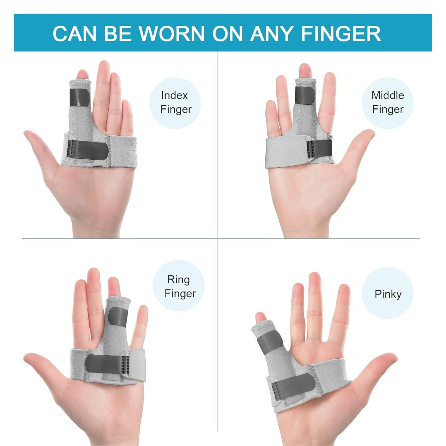 Sumifun Finger Brace, Trigger Finger Splint for Index Middle Ring Pinky Finger Arthritis Pain, Tendon Injury, Broken Mallet Finger Stabilizer Supports for Dislocated Knuckle Immobilizer Wrap,Grey