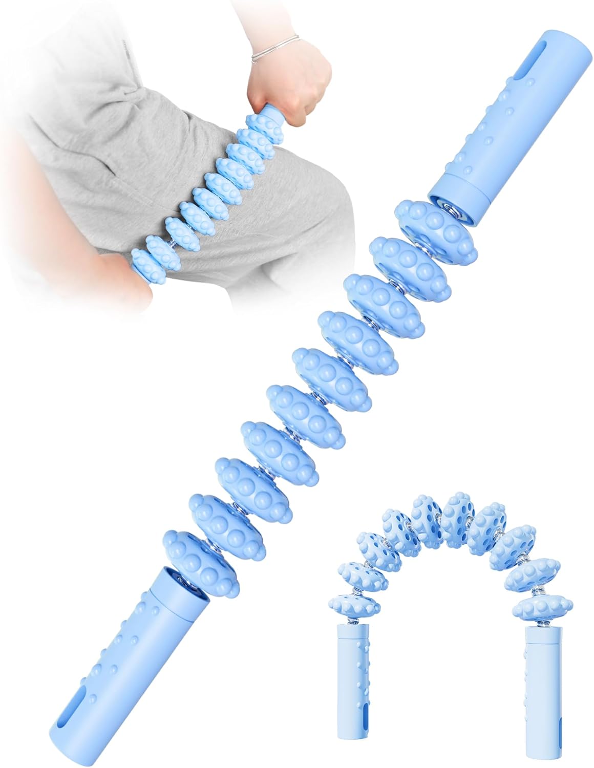 Muscle Roller Stick with Trigger Points - Bendable Body Massage Stick to Help Legs, Back, Neck Recovery, Relief Muscle Soreness, Cramping and Tightness