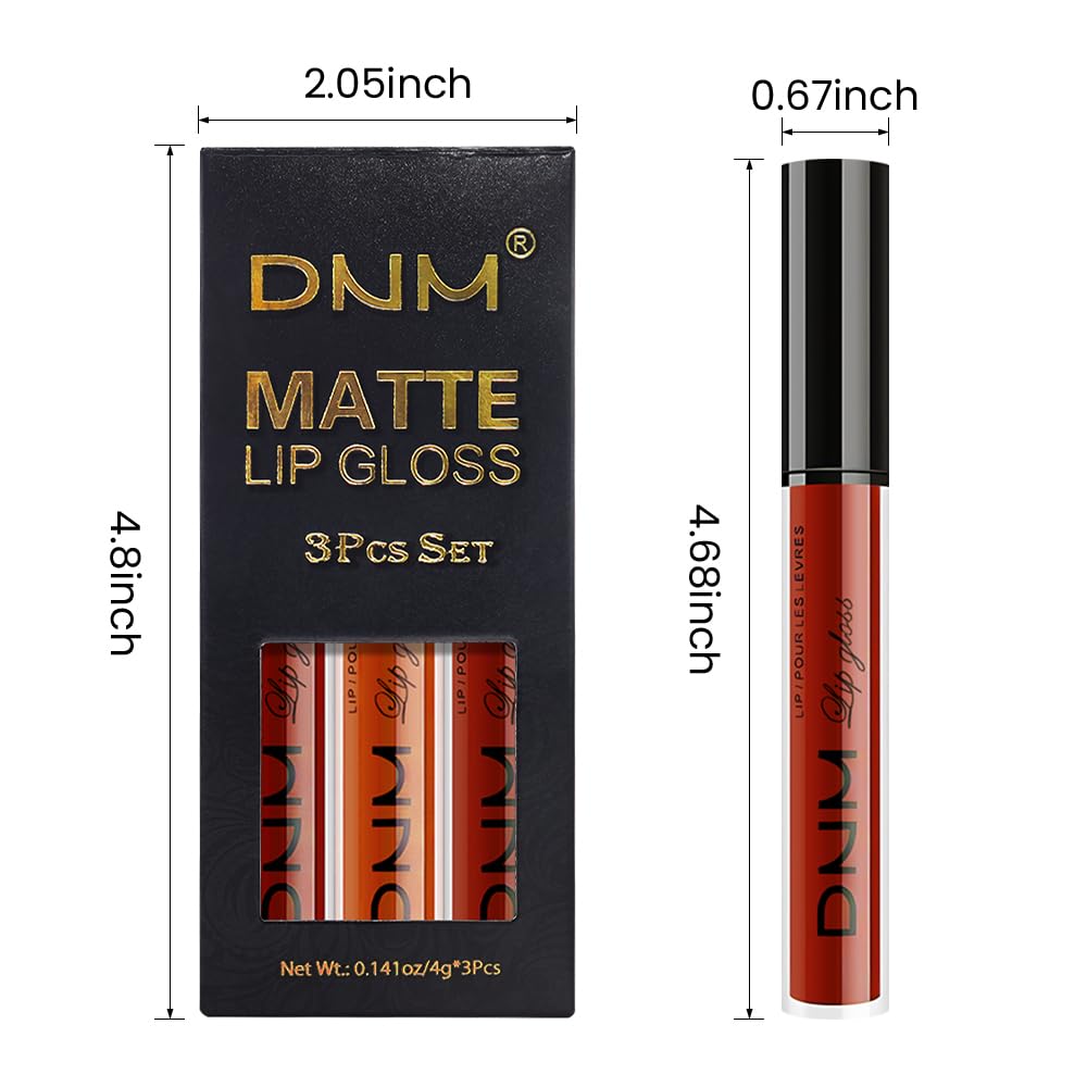 evpct 3Pcs Dark Orange Ruby Red Matte Liquid Lipstick Lip Stain Sets for Women, Matte Lipstick Long Lasting Waterproof Permanent 24 Hours original, Magic Lip Sticks Pack for Halloween Daily Makeup