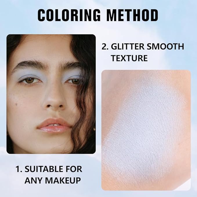 evpct Light Blue Matte Single Eyeshadow Palette, Pastel Sky Blue Natural Cream Powder Matte Eye Shadow Palette Makeup for Older Women, Highly Pigmented Mini Monochrome Eyeshadow Sombra Para Ojos