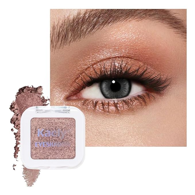 Kaely Pressed Single Eyeshadow Makeup, Amber Rush Shimmer Highly Pigmented Monochrome Eye Shadow Palette, Waterproof Neutral Powde Mini Eyeshadow, sombras para ojos, Lightweight Blendable, 21