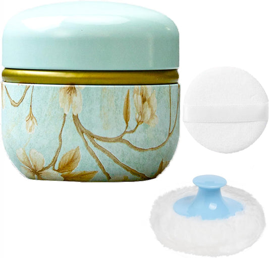 WEMEGA Body Powder Case with Powder Puff Powder Container Tea Box for Baby and Women Powder Puff and Powder Case for Travel (Vibrant)