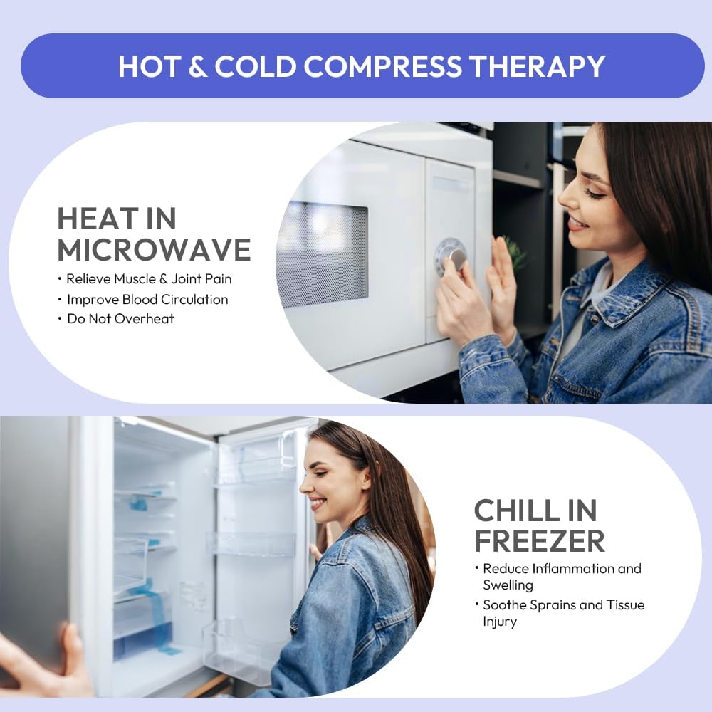 Microwavable Heating Pad for Neck and Shoulders, Weighted Microwave Moist Neck Wrap for Pain Relief Sore Muscle Stress Tension, Heated Wrap with Aromatherapy, Hot & Cold Compress, Grey