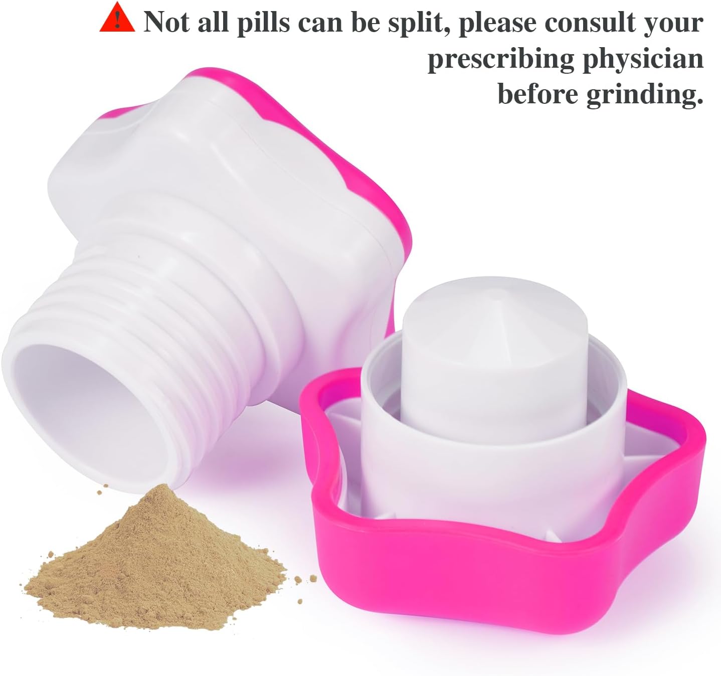 Johnbee Pill Crusher, Pill Grinder Fine Powder Extremely Fine. Storage Compartment. Pill Crushers for Elderly, Family and Pets. Silicone Edges. Grind Multiple Pills at Once - Cleaning Brush (Purple)