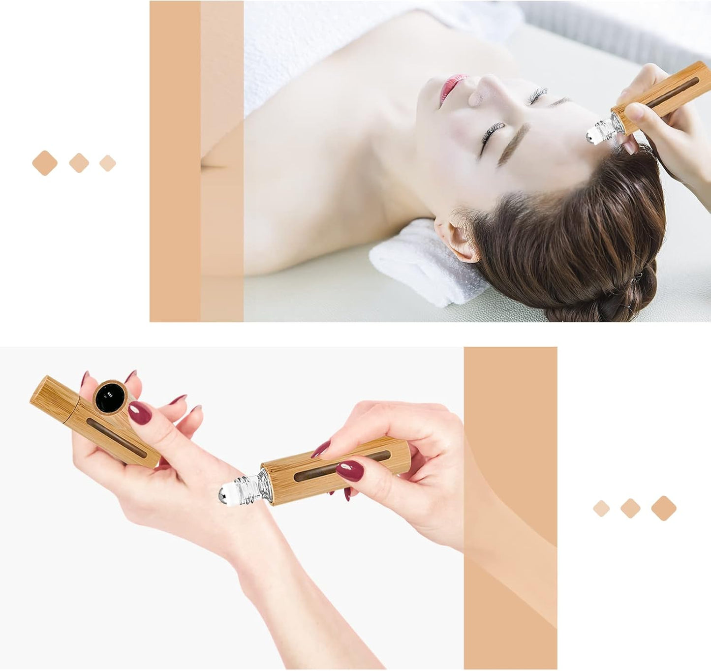 12Pcs 10ml Roller Bottles Balls for Essential Oils, Roll on Bottles with Bamboo Shell Clear Glass Inner, Portable Refillable Perfume Sample Bottle with Stainless Steel Ball