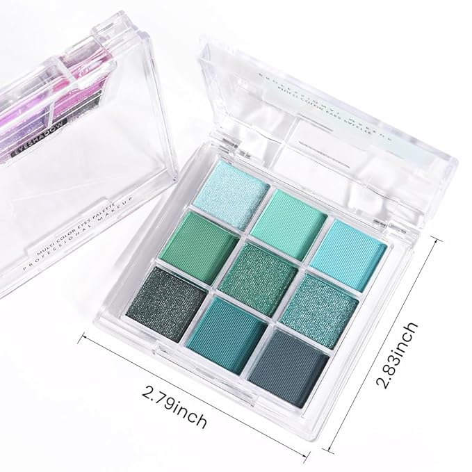9Colors Green Avocado Color Colorful Bright Eyeshadow Palette Makeup,Highly Pigmented Matte Sparkle Eye Shadow Palette Long Lasting Waterproof Blendable,Emerald Bright Eyeshadow Palette