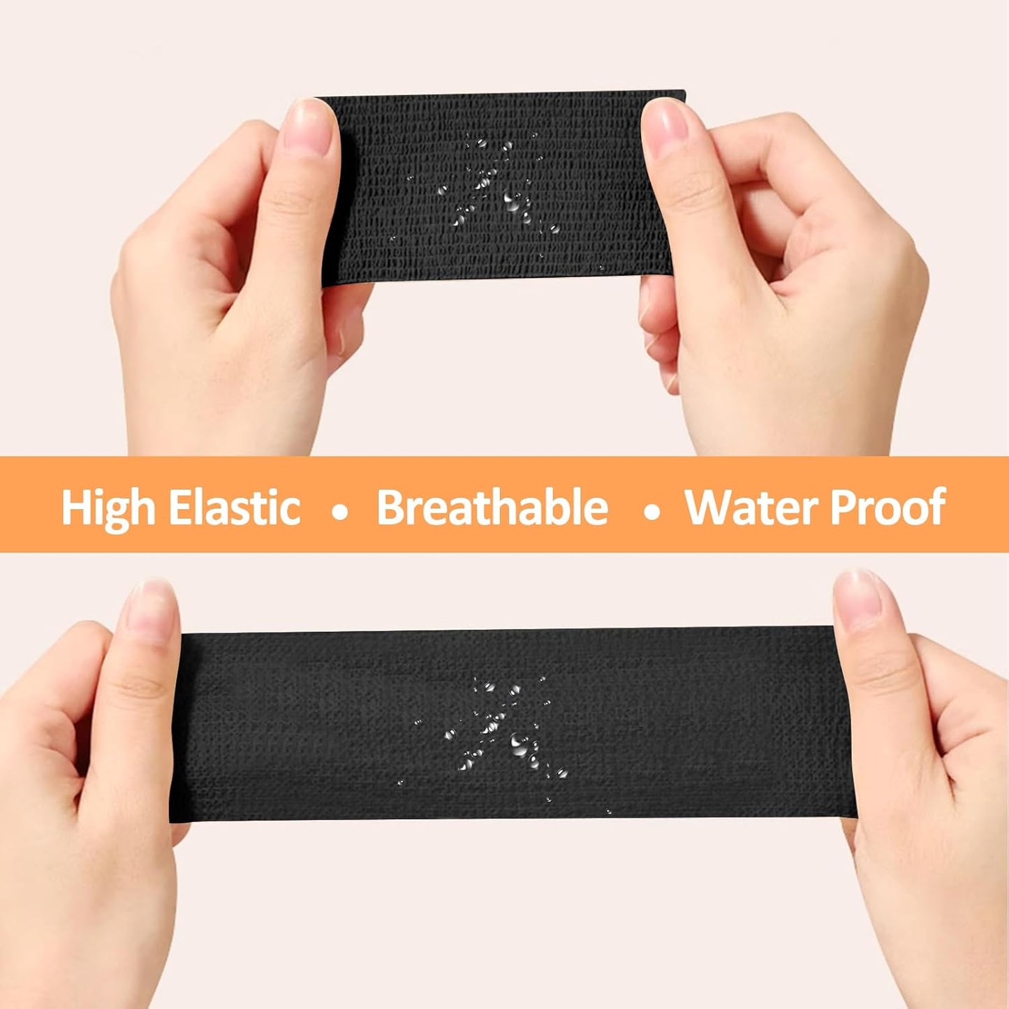 1"/2"/3" Self Adhesive Bandage Wraps, 9 Pack Black Self Adherent Cohesive Bandages Wrap for Wounds, Vet Wrap, Ankle Tape, Tattoo Tape Wrap, Medical Tape, Color Athletic Tape