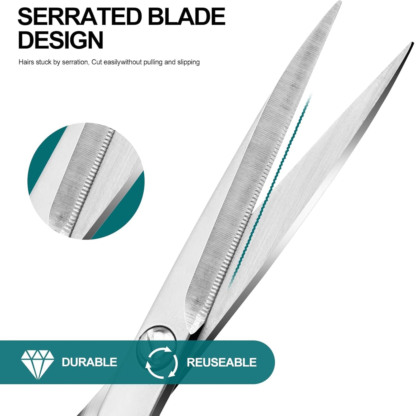 Professional beard scissors, 4.9-inch (silver) small pointed stainless steel hairdressing scissors, Moustache Trimming，suitable for personal care and beauty of both men and women