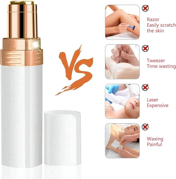 Facial Hair Remover, Women Facial Hair Removal Electric Facial Hair Trimmer Facial Hair Shaver Built-in Led Light for Lips Chin Cheeks Peach