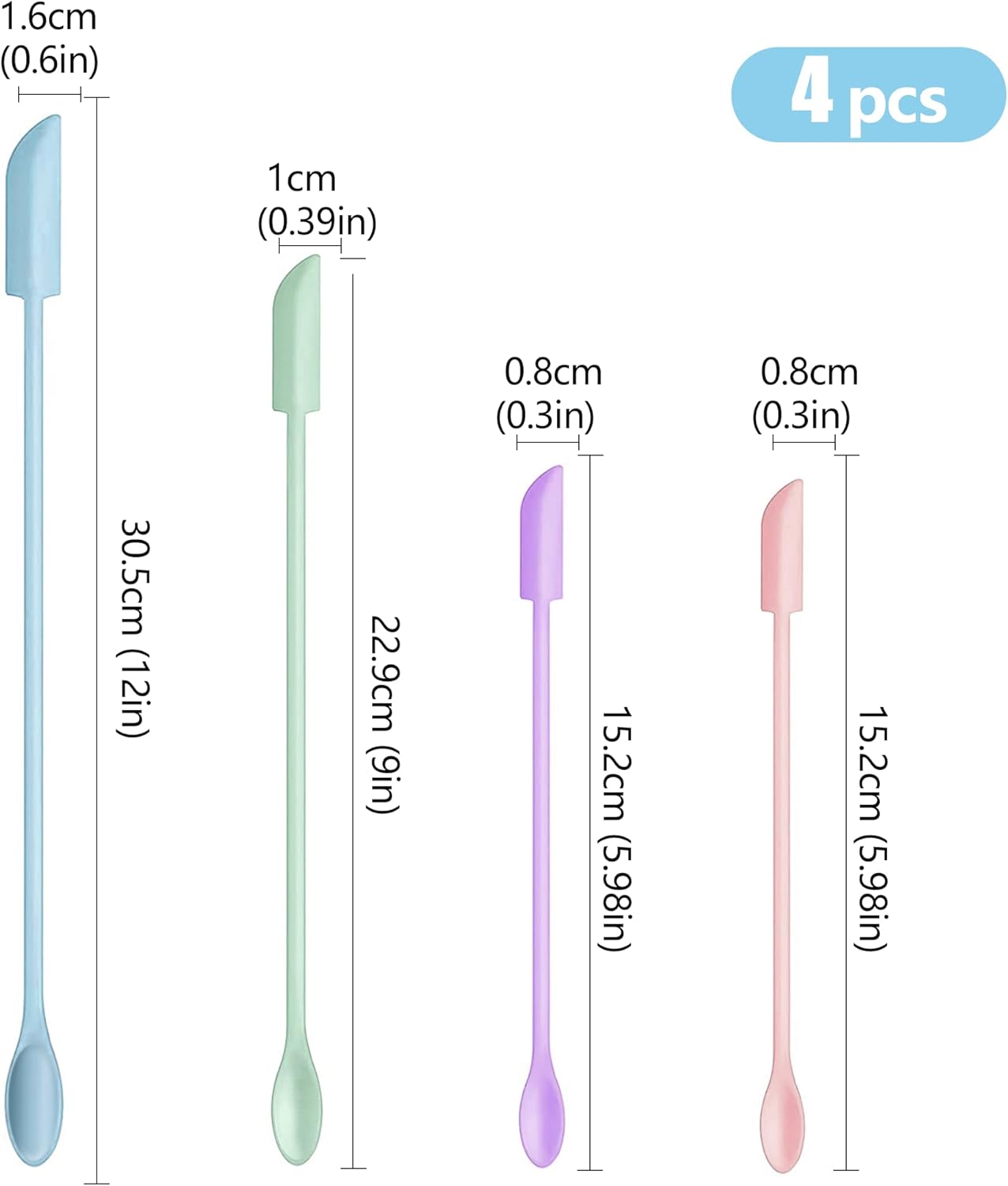 Mini Spatula Silicone Spatula Set - 4pcs Small Makeup Scrapers for Cosmetics, Reusable Beauty Tiny Tools, Thin Jar Scraper, Get the Last of the Makeup Out of the Bottle(Grace Colors)