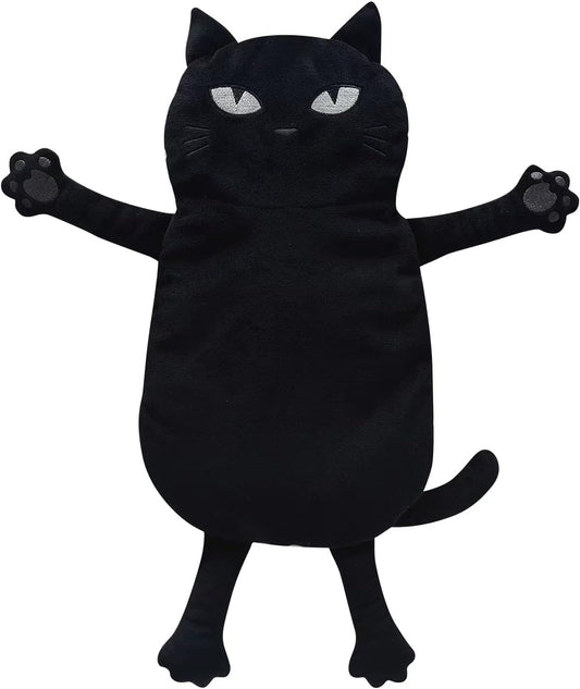 Microwave Heating Pad for Pain Relief, 17" x 9" Microwavable Heating Pads for Cramps, Back Pain, Neck Shoulder, Muscles, Knee, Joints, Natural Heat Pack Moist Heat, Black Cat