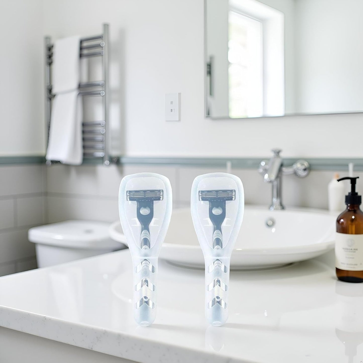 2Pcs Transparent Portable Travel Men Manual Razor Protector Plastic Box Cover Container Storage Shaver Holder Protector Case Organizer,Electric Shavers, Men's Electric Shaver Accessories