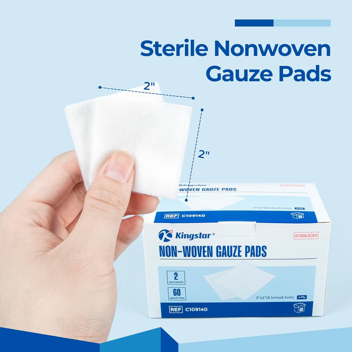 Sterile Nonwoven Gauze Pads, 2"x 2" Wound Dressing, 60 Packs - 120 Pieces Superior Soft Sponge Pads, Higher Absorbent Gauze Compresses for Trauma or Post-Operative Wound Care