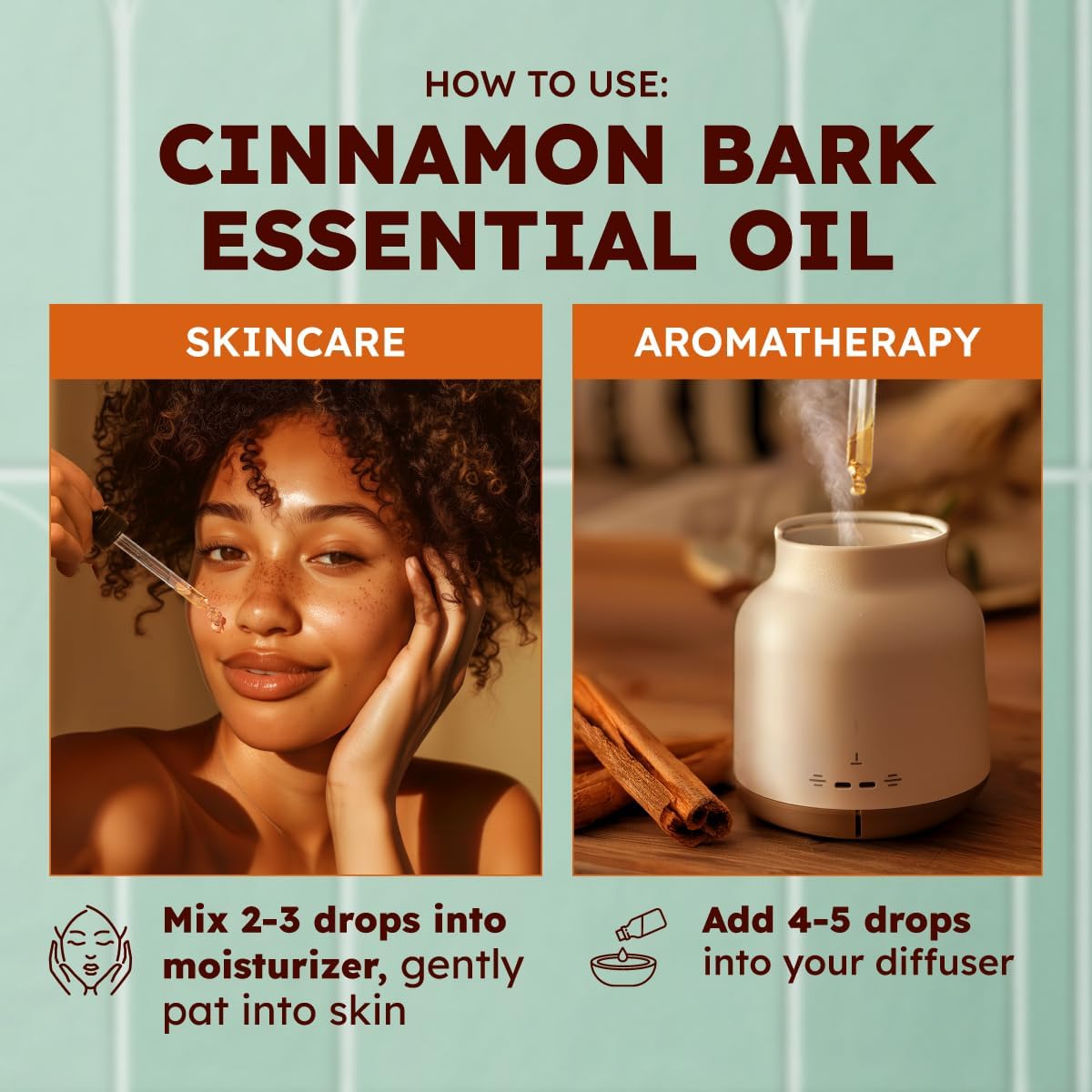 Kukka Cinnamon Essential Oil for Skin & Diffuser - 4 Fl Oz - Cinnamon Oil, Aromatherapy and Candles, DIY Soap Making Scents