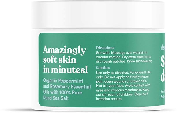 ASUTRA Dead Sea Salt Essential Oil Body Scrub Exfoliator (Purifying Peppermint), 16 oz - Ultra Hydrating, Gentle, & Moisturizing - Coconut, Peppermint, and Rosemary Oils