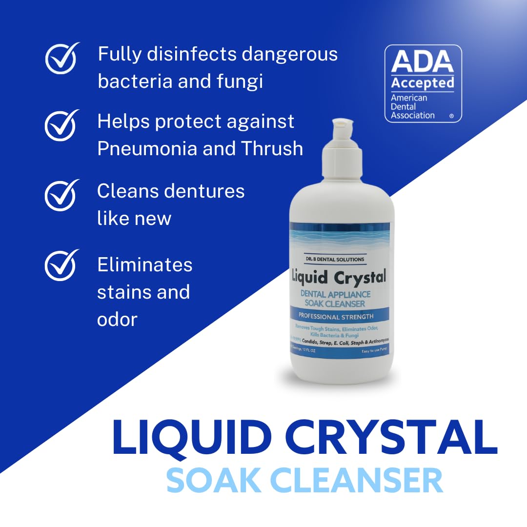 Dr. B Dental Solutions Liquid Crystal Soak Cleanser for Oral Appliances, Dentures, Night Guards, Aligners, & Other Devices