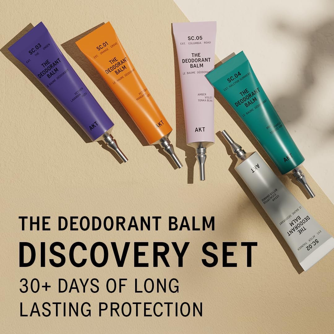 AKT Mini Deodorant Balms Discovery Set, Pack of 5 x 0.16 Fl Oz, Natural Deodorants for Men and Women, Award-Winning, Multi-use, Cream Deo Without Aluminum, Plastic Free, All Genders