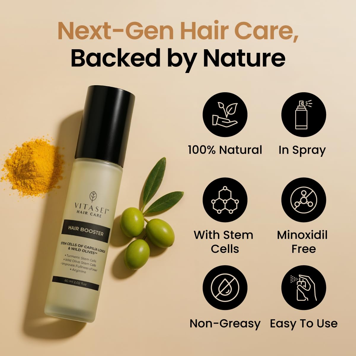 Hair Booster for Women & Men – Hair Revitalizing Serum with Capilia Longa & Arginine for Thick, Dry, Long, Damaged Hair – Peptide-Enriched Hair Tonic, 2 Fl Oz - Pack of 3