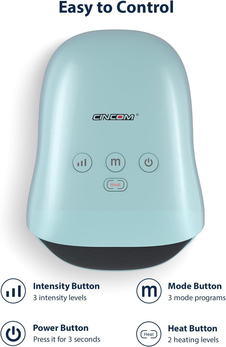 CINCOM Hand Massager - Cordless Hand Massager with Heat and Compression for Arthritis and Carpal Tunnel, Gifts for Women (Blue)