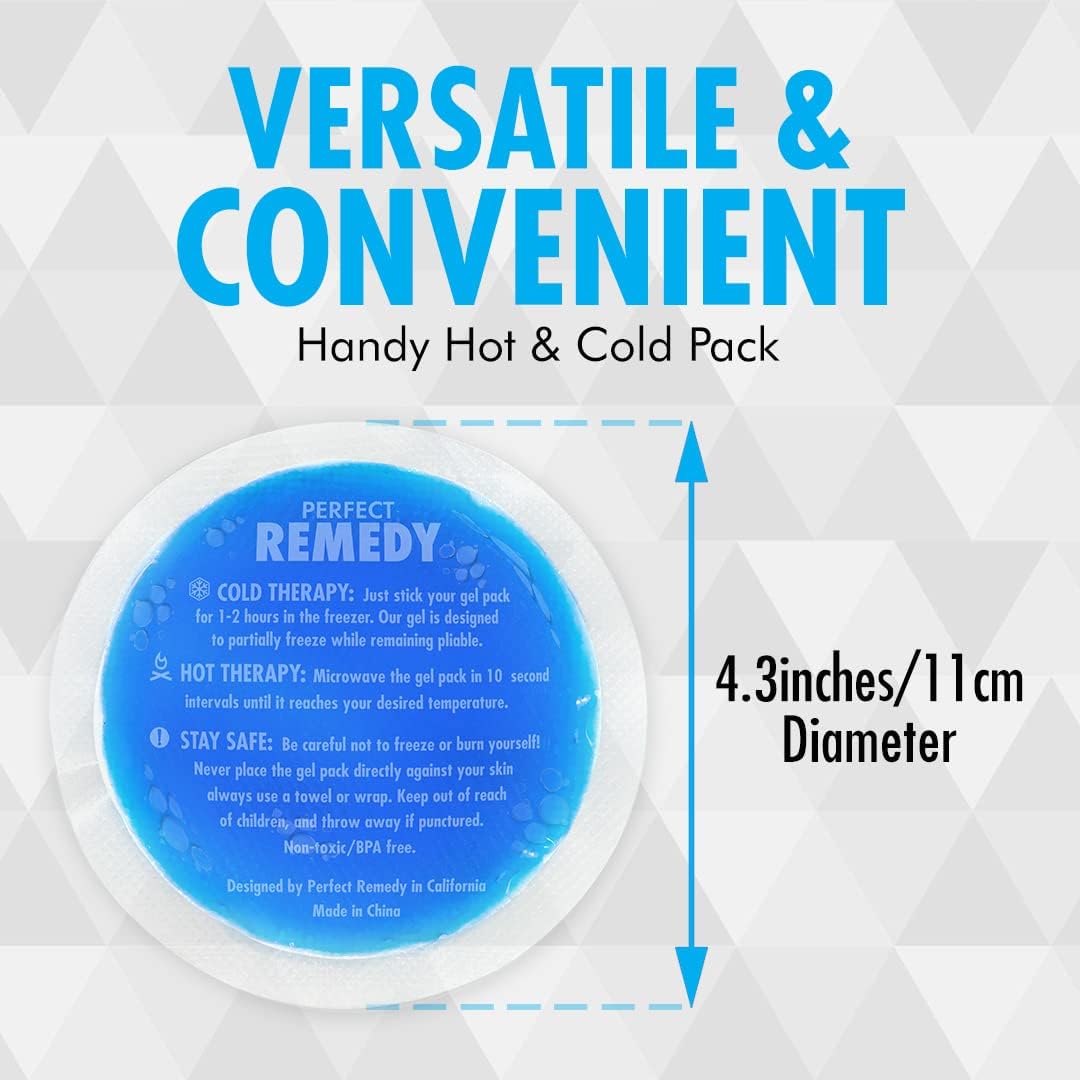 Perfect Remedy Rectangle (Blue, Regular) & Round Gel Ice Pack (5pcs) Bundle, Hot & Cold Ice Packs for Injuries Reusable for Body Tension & Muscle Pain Relief – Soft, Flexible & Adapts to Any Area