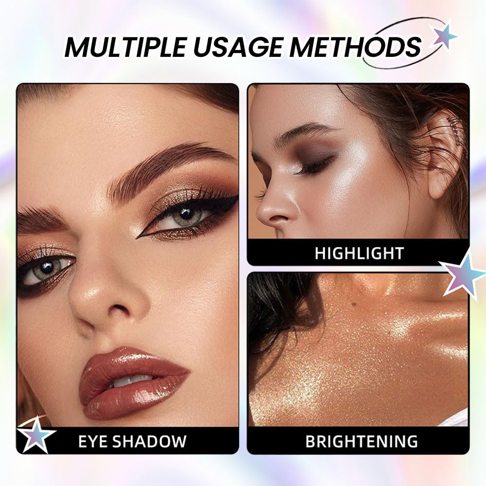 Kaely 8 Colors Cream Eyeshadow Contour Highlighter Palette Makeup, Nude Rose Pink Chocolate Coffee Beige Brown Matte Shimmer Glitter Highly Pigmented Eye Shadow Palette for Older Women Waterproof