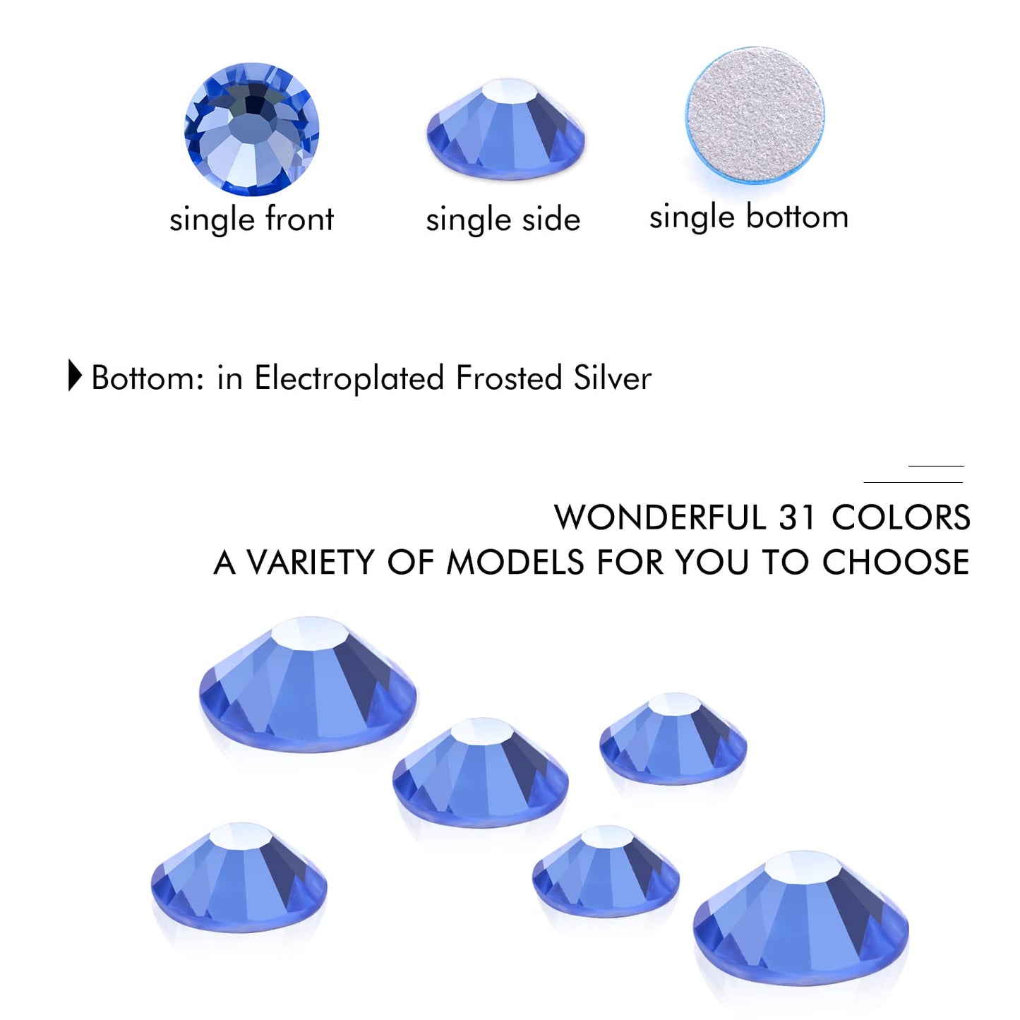 288Pcs Light Blue Crystal Rhinestones,Glass Flatback Rhinestones Gemstones for Nail Face Makeup Art Crafts Clothes Decoration - (SS30,6.5mm,Light Blue)