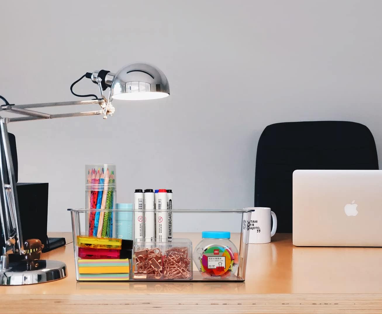 Hudgan 4 Pack Clear Plastic Storage Bins with Bamboo Lids, Stackable Storage Containers for Organizing Medicine Cabinet Organizer, Craft Room, Bread Box