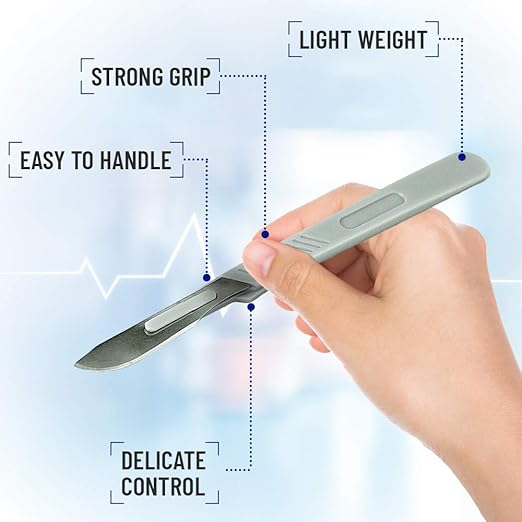Disposable Scalpel #10 and #11 Scalpel Blades, Pack of 10 Dermaplaning Blades w. Plastic Handle, Carbon Steel Dermablade Blades Individually Wrapped 5x10 Blade and 5x11 Blade, Sterile