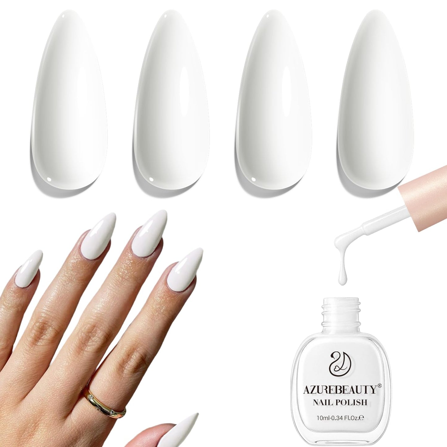 AZUREBEAUTY Warm White Nail Polish – Quick Dry, Long-Lasting, Natural Glossy Finish for DIY Manicure & Nail Art, Salon Quality, 10ml for Women