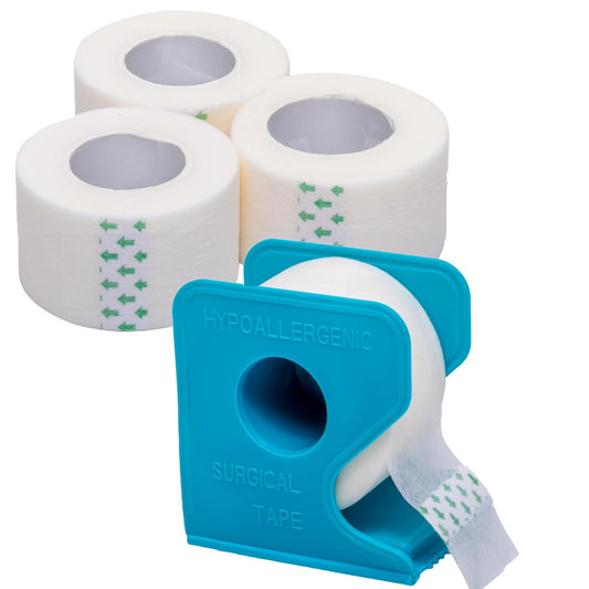 Paper Medical Tape with Dispenser 1" x10 Yards for Medical First Aid [ Lightweight Breathable Microporous Adhesive Latex Free Hypoallergenic Bandage and Wound Dressing Tape (4)